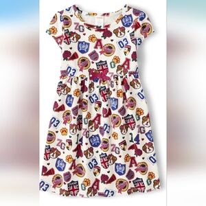 Gymboree Girls Varsity Patch Babydoll Dress - Prep School - white